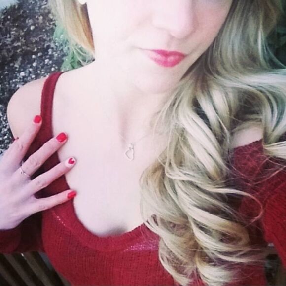 Xhilaration Red Cold Shoulder Sweater - Picture 2 of 10